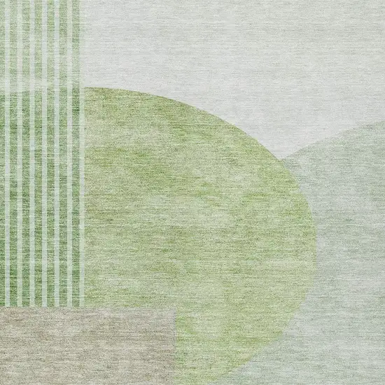Olive Green And Artichoke Green Geometric Washable Indoor Outdoor Area Rug Photo 6