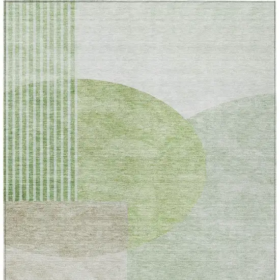 Olive Green And Artichoke Green Geometric Washable Indoor Outdoor Area Rug Photo 6