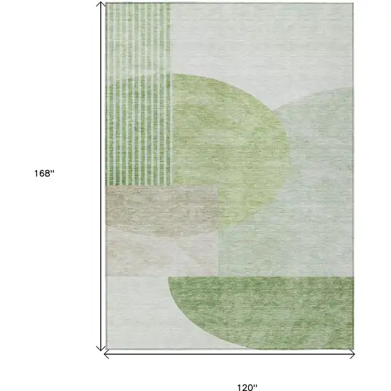 Olive Green And Artichoke Green Geometric Washable Indoor Outdoor Area Rug Photo 3