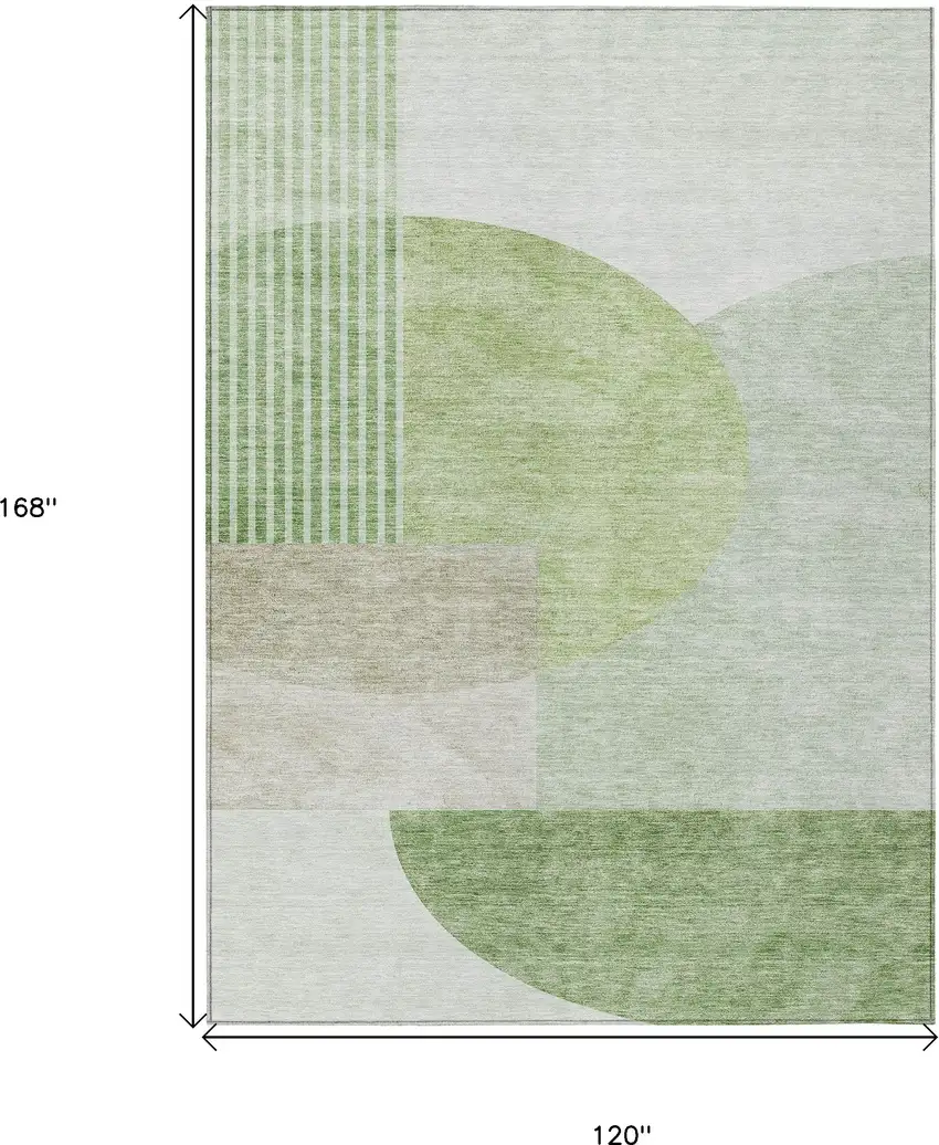 Olive Green And Artichoke Green Geometric Washable Indoor Outdoor Area Rug Photo 3