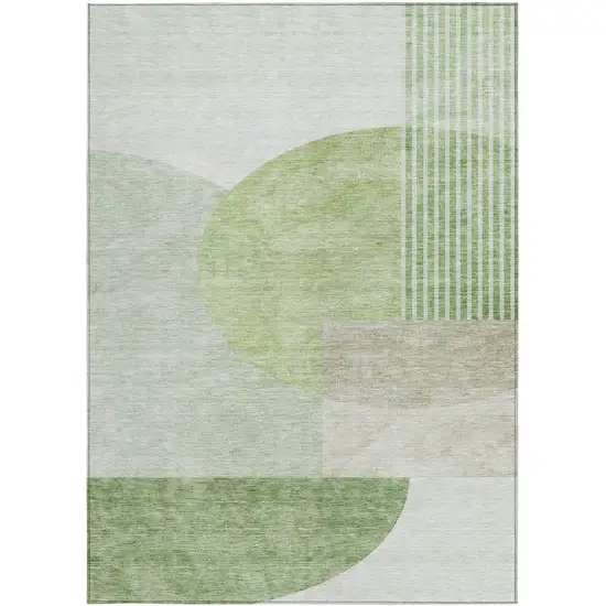Olive Green And Artichoke Green Geometric Washable Indoor Outdoor Area Rug Photo 7