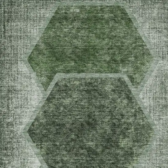 Olive Green And Artichoke Green Geometric Washable Indoor Outdoor Area Rug Photo 6