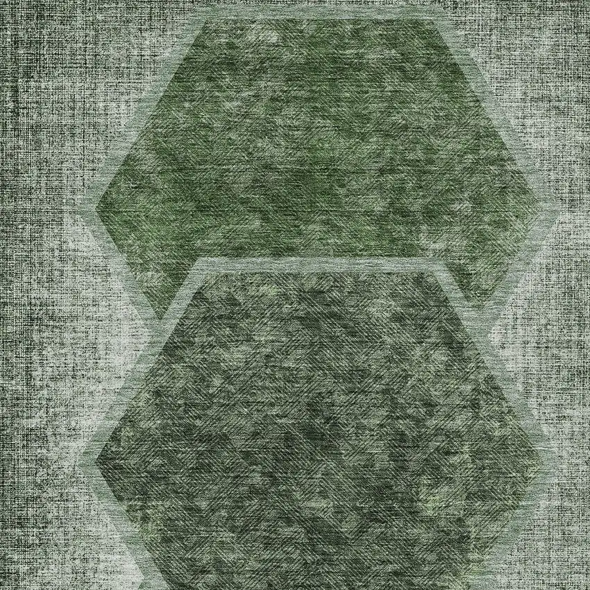 Olive Green And Artichoke Green Geometric Washable Indoor Outdoor Area Rug Photo 6