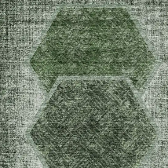 Olive Green And Artichoke Green Geometric Washable Indoor Outdoor Area Rug Photo 6