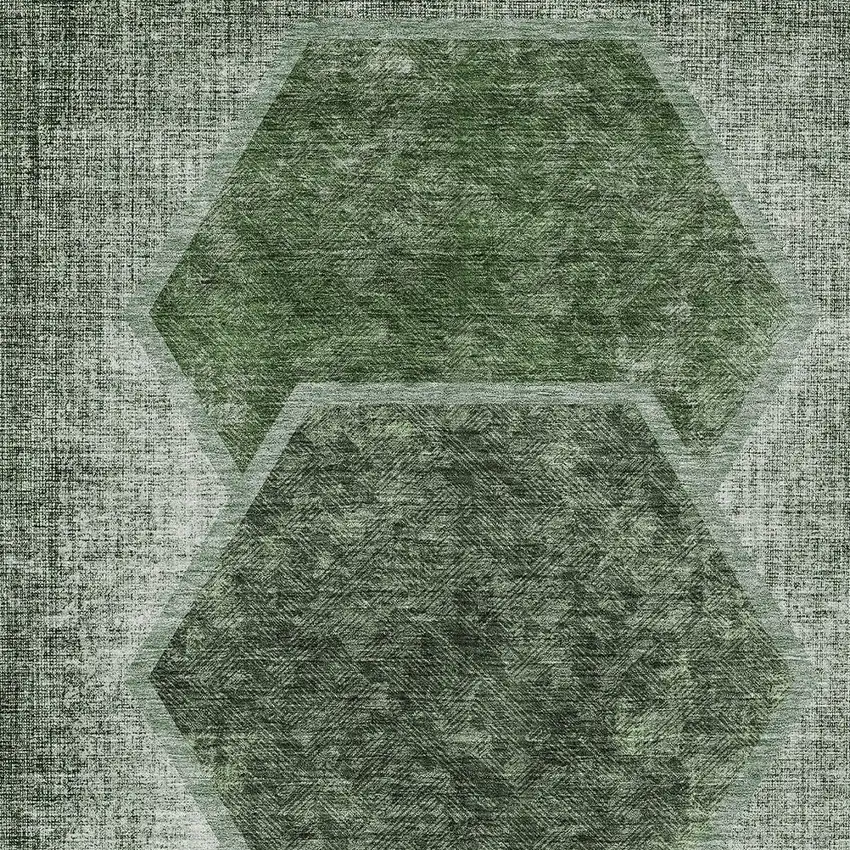 Olive Green And Artichoke Green Geometric Washable Indoor Outdoor Area Rug Photo 6