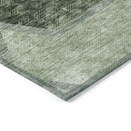 Olive Green And Artichoke Green Geometric Washable Indoor Outdoor Area Rug Photo 5