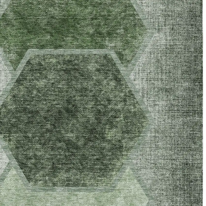 Olive Green And Artichoke Green Geometric Washable Indoor Outdoor Area Rug Photo 6