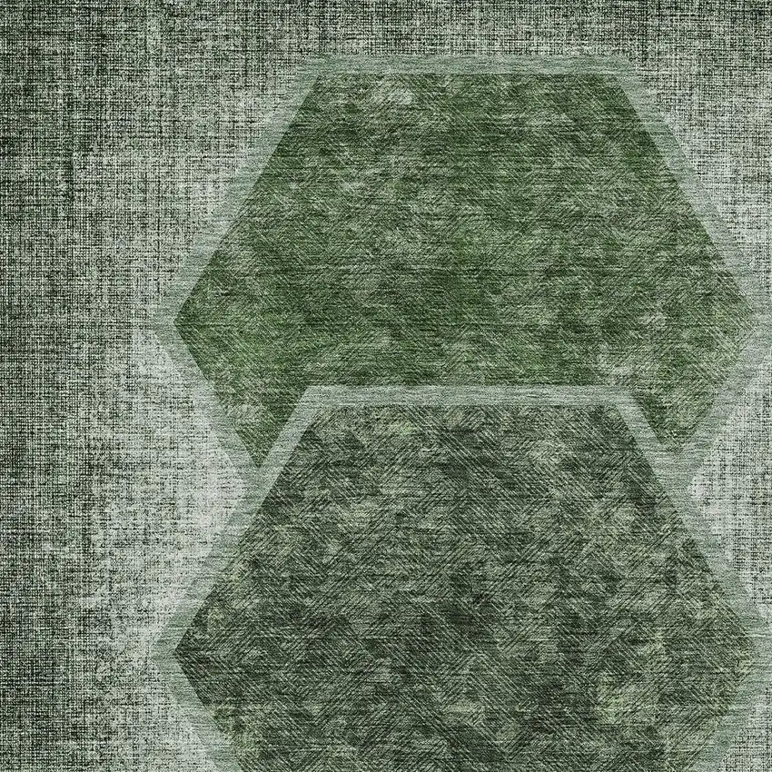 Olive Green And Artichoke Green Geometric Washable Indoor Outdoor Area Rug Photo 6
