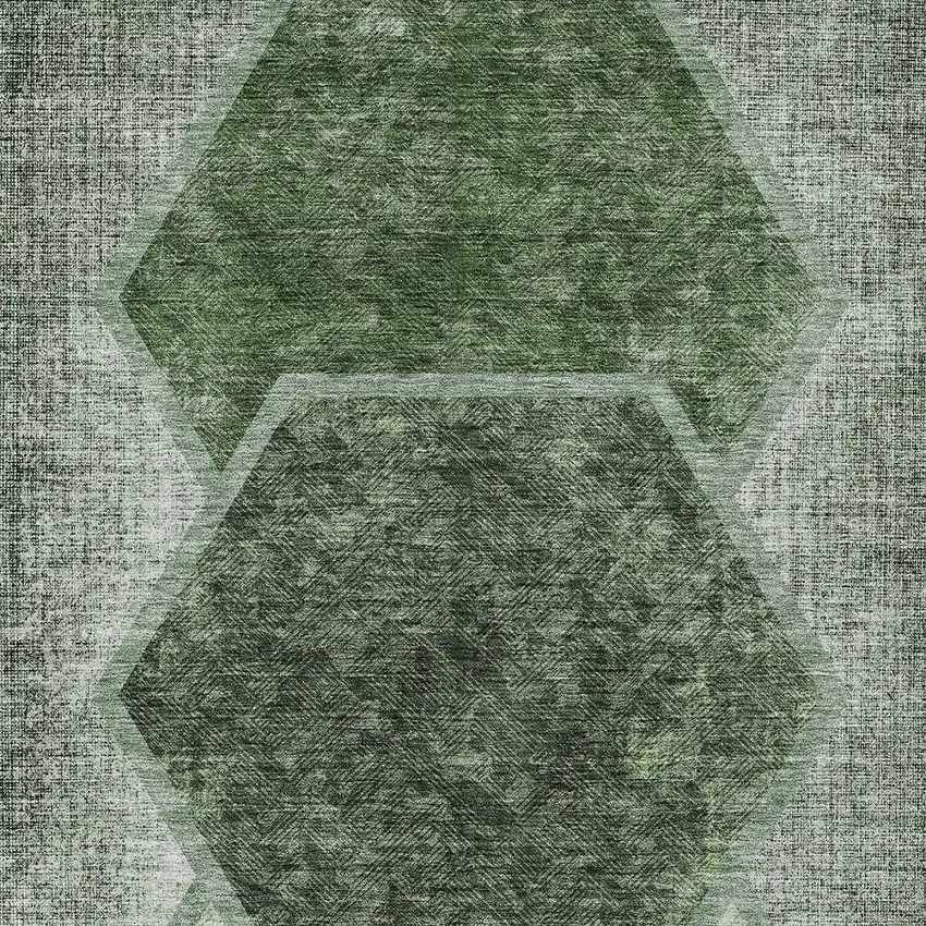 Olive Green And Artichoke Green Geometric Washable Indoor Outdoor Area Rug Photo 6