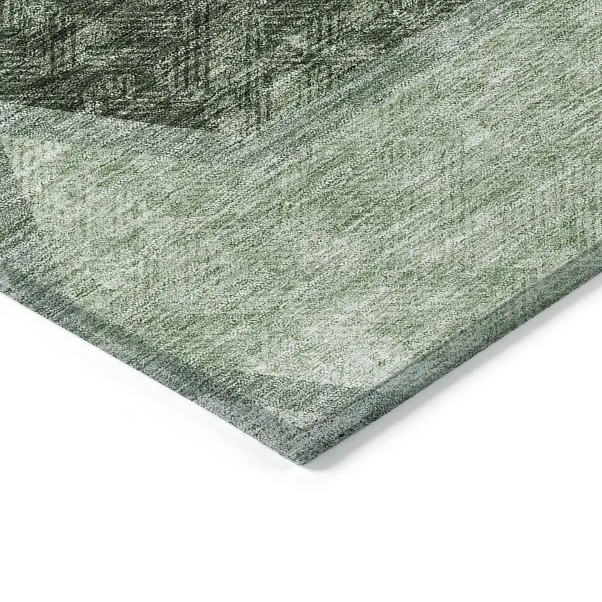 Olive Green And Artichoke Green Geometric Washable Indoor Outdoor Area Rug Photo 5