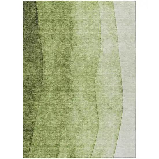 Olive Green And Artichoke Green Ombre Washable Indoor Outdoor Area Rug Photo 2