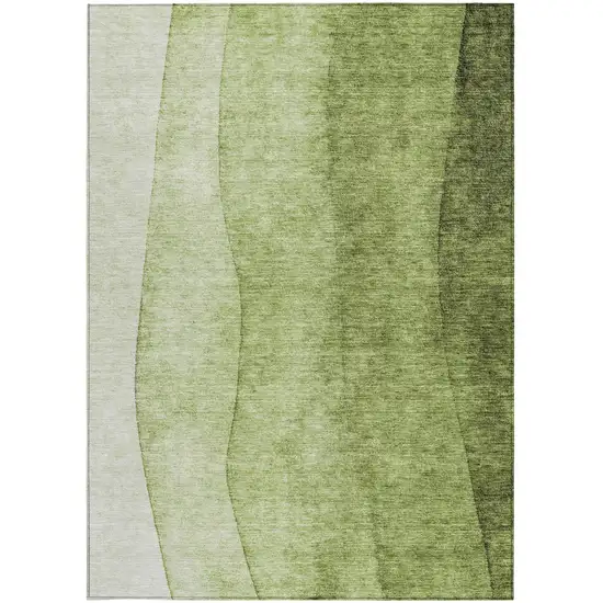 Olive Green And Artichoke Green Ombre Washable Indoor Outdoor Area Rug Photo 5