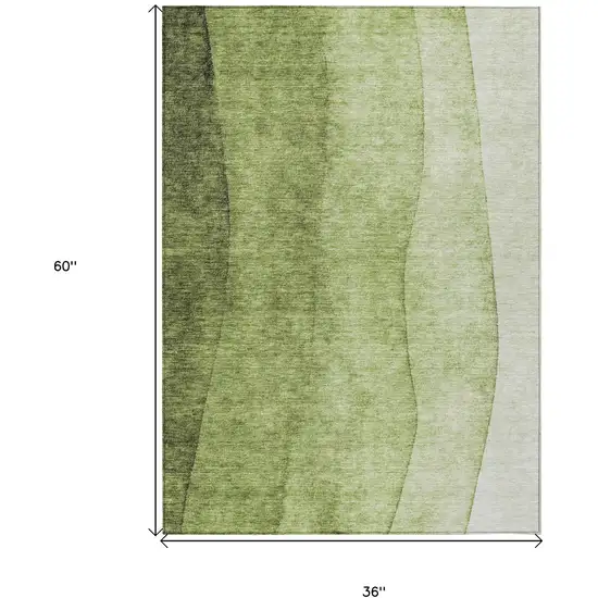 Olive Green And Artichoke Green Ombre Washable Indoor Outdoor Area Rug Photo 6