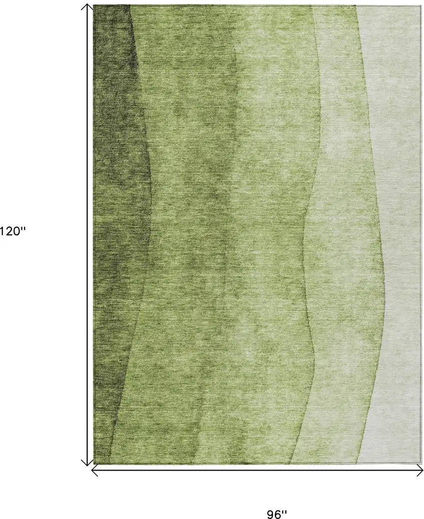 Olive Green And Artichoke Green Ombre Washable Indoor Outdoor Area Rug Photo 9