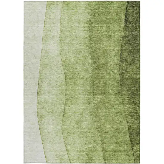 Olive Green And Artichoke Green Ombre Washable Indoor Outdoor Area Rug Photo 4