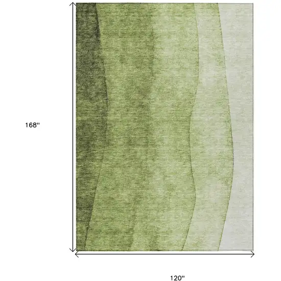 Olive Green And Artichoke Green Ombre Washable Indoor Outdoor Area Rug Photo 9