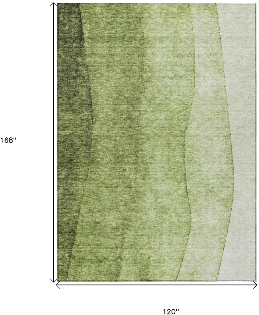 Olive Green And Artichoke Green Ombre Washable Indoor Outdoor Area Rug Photo 9