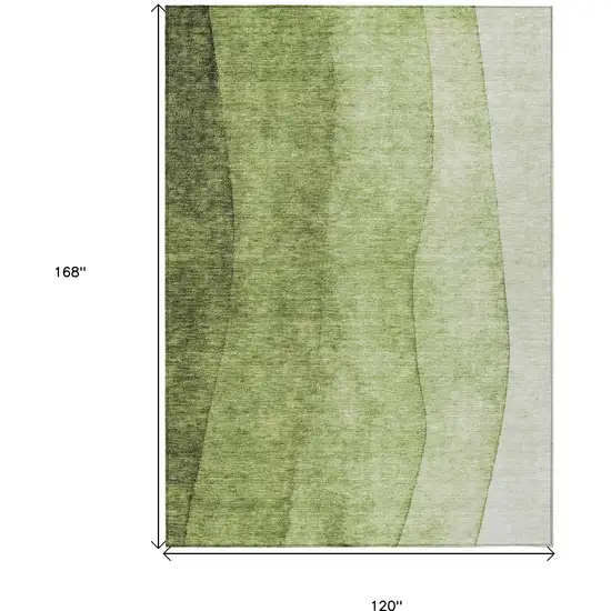 Olive Green And Artichoke Green Ombre Washable Indoor Outdoor Area Rug Photo 9
