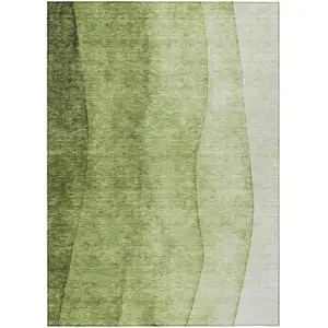Photo of Olive Green And Artichoke Green Ombre Washable Indoor Outdoor Area Rug
