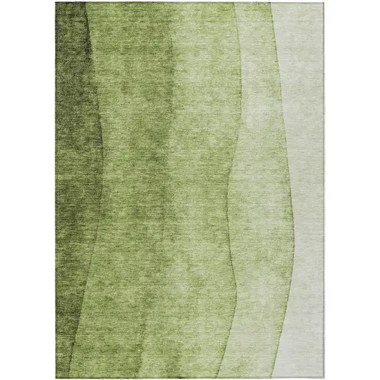 Olive Green And Artichoke Green Ombre Washable Indoor Outdoor Area Rug Photo 1