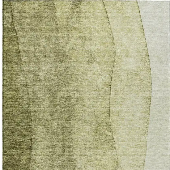 Olive Green And Artichoke Green Ombre Washable Indoor Outdoor Area Rug Photo 5