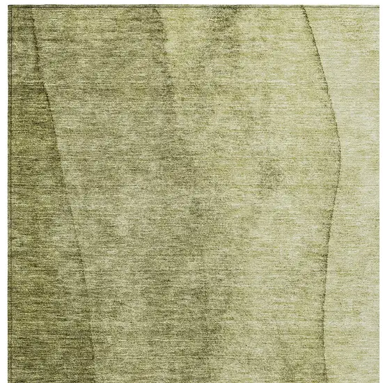 Olive Green And Artichoke Green Ombre Washable Indoor Outdoor Area Rug Photo 5
