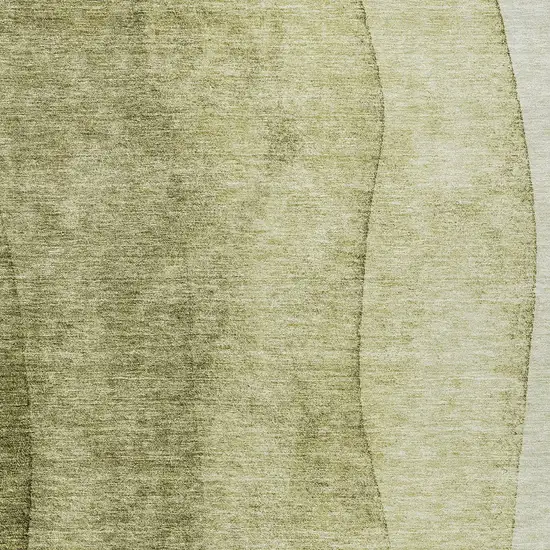 Olive Green And Artichoke Green Ombre Washable Indoor Outdoor Area Rug Photo 5