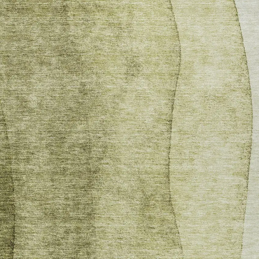 Olive Green And Artichoke Green Ombre Washable Indoor Outdoor Area Rug Photo 5