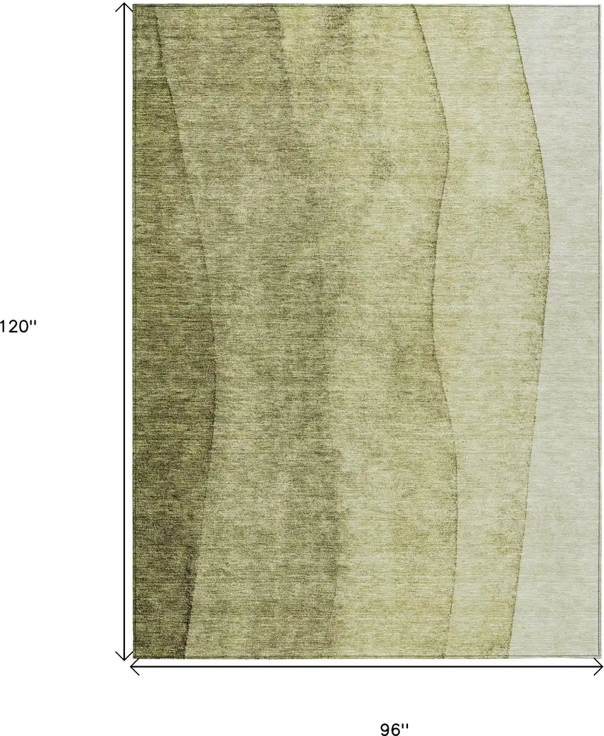 Olive Green And Artichoke Green Ombre Washable Indoor Outdoor Area Rug Photo 3
