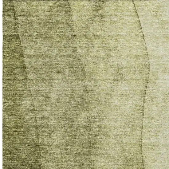 Olive Green And Artichoke Green Ombre Washable Indoor Outdoor Area Rug Photo 5