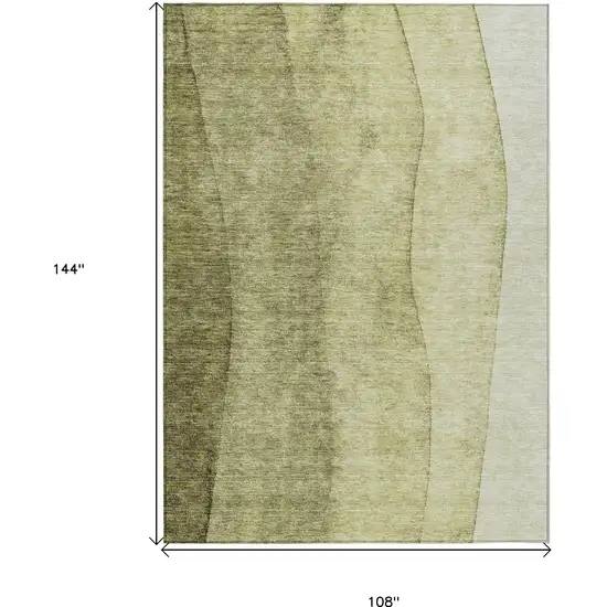 Olive Green And Artichoke Green Ombre Washable Indoor Outdoor Area Rug Photo 3