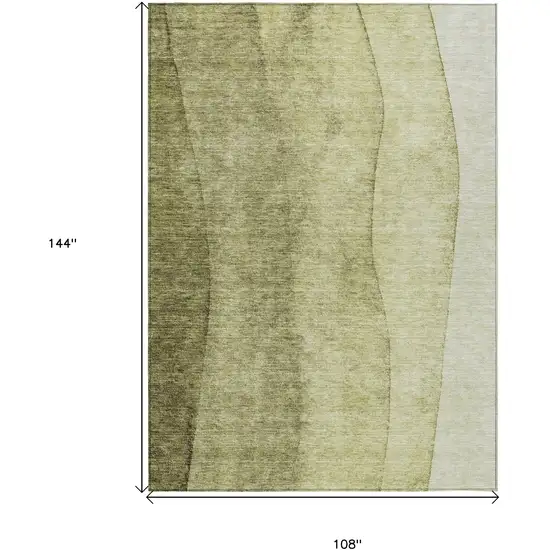 Olive Green And Artichoke Green Ombre Washable Indoor Outdoor Area Rug Photo 3