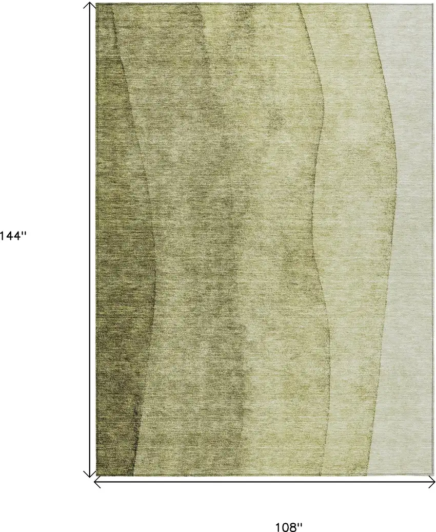 Olive Green And Artichoke Green Ombre Washable Indoor Outdoor Area Rug Photo 3