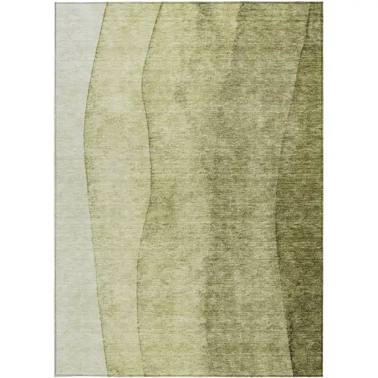 Olive Green And Artichoke Green Ombre Washable Indoor Outdoor Area Rug Photo 6