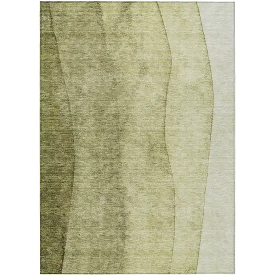 Olive Green And Artichoke Green Ombre Washable Indoor Outdoor Area Rug Photo 2