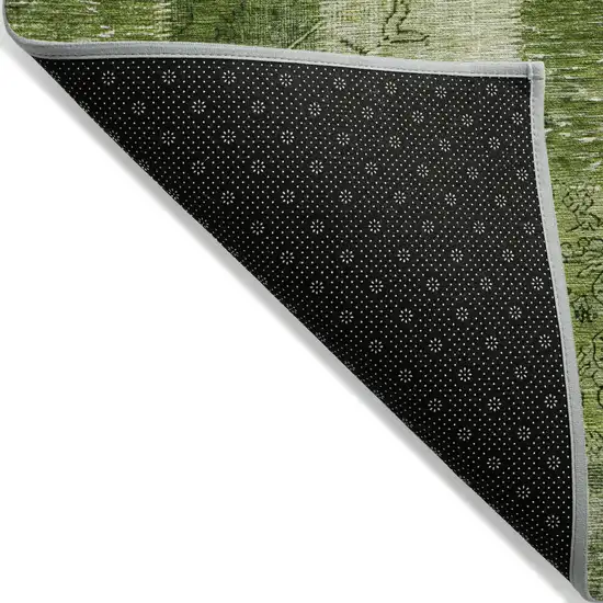 Olive Green And Artichoke Green Patchwork Washable Indoor Outdoor Area Rug Photo 2