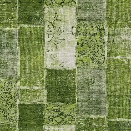 Olive Green And Artichoke Green Patchwork Washable Indoor Outdoor Area Rug Photo 4