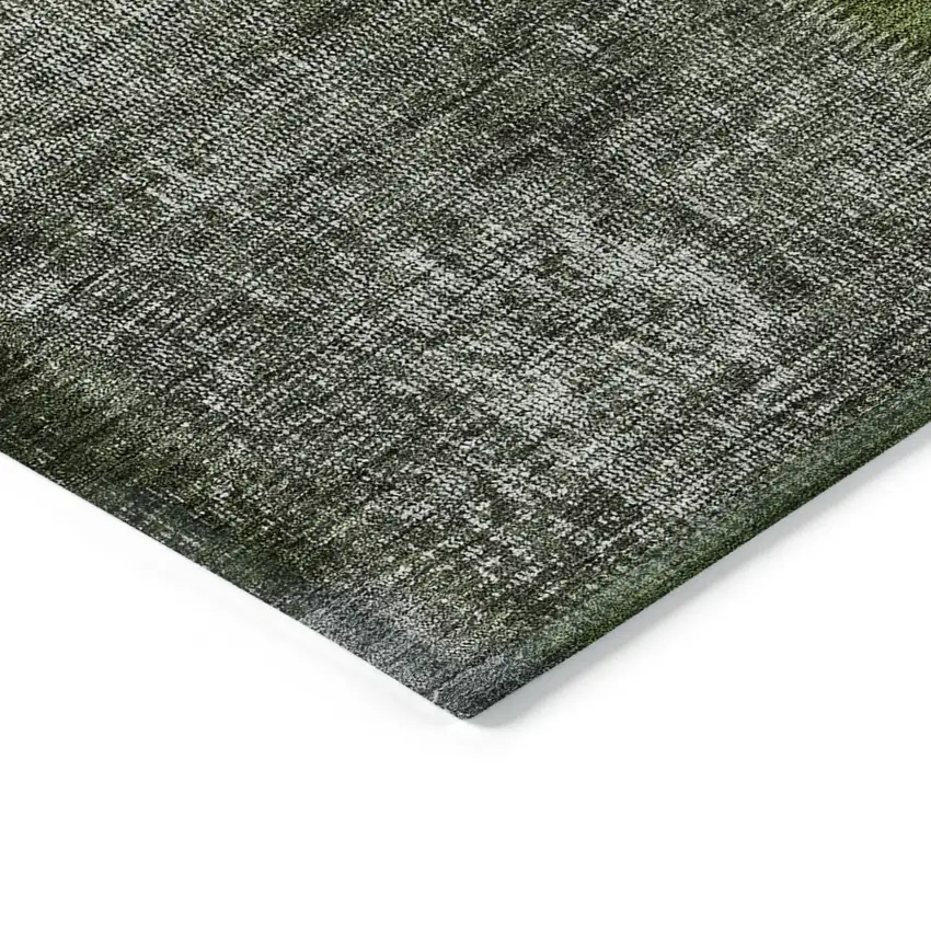 Olive Green And Artichoke Green Patchwork Washable Indoor Outdoor Area Rug Photo 5