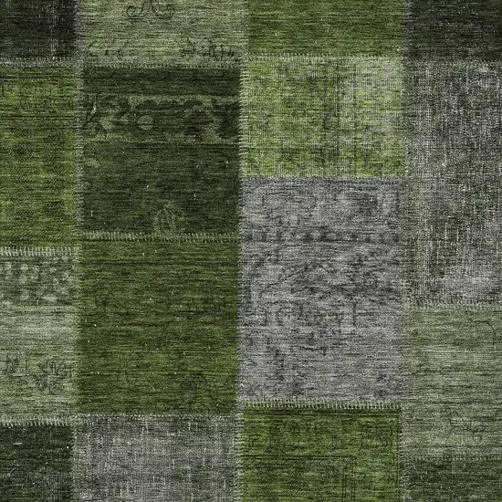 Olive Green And Artichoke Green Patchwork Washable Indoor Outdoor Area Rug Photo 6