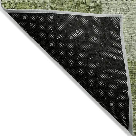 Olive Green And Artichoke Green Patchwork Washable Indoor Outdoor Area Rug Photo 3