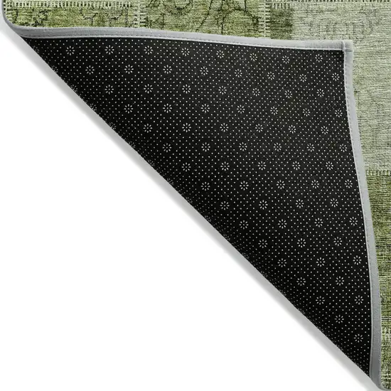 Olive Green And Artichoke Green Patchwork Washable Indoor Outdoor Area Rug Photo 3