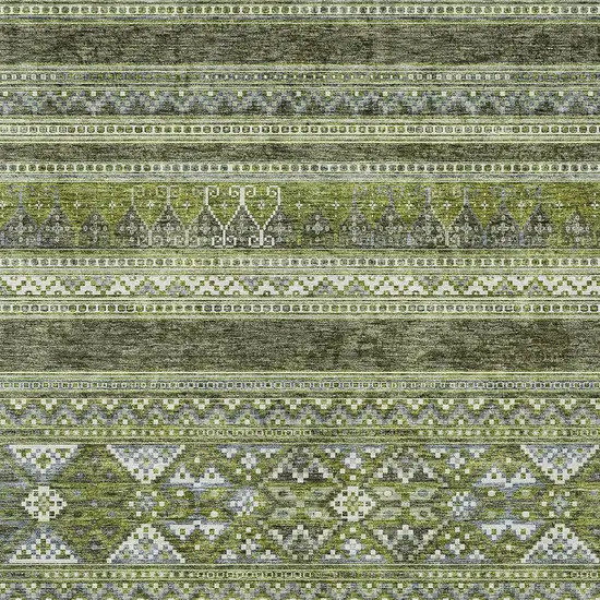 Olive Green And Artichoke Green Southwestern Washable Indoor Outdoor Area Rug Photo 4