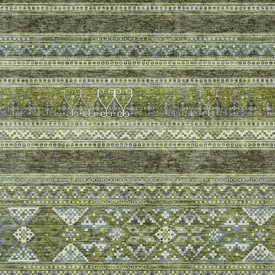 Olive Green And Artichoke Green Southwestern Washable Indoor Outdoor Area Rug Photo 4