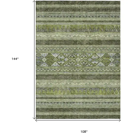 Olive Green And Artichoke Green Southwestern Washable Indoor Outdoor Area Rug Photo 3