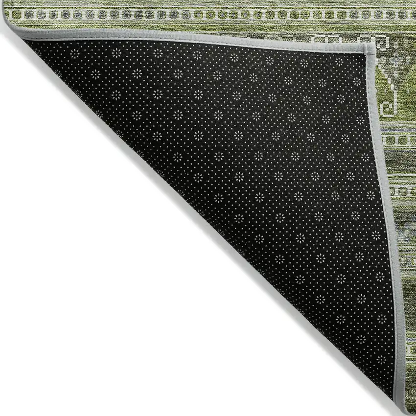 Olive Green And Artichoke Green Southwestern Washable Indoor Outdoor Area Rug Photo 6