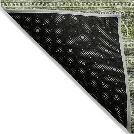 Olive Green And Artichoke Green Southwestern Washable Indoor Outdoor Area Rug Photo 6