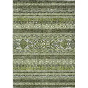 Photo of Olive Green And Artichoke Green Southwestern Washable Indoor Outdoor Area Rug
