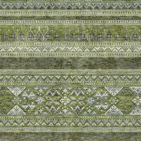 Olive Green And Artichoke Green Southwestern Washable Indoor Outdoor Area Rug Photo 4