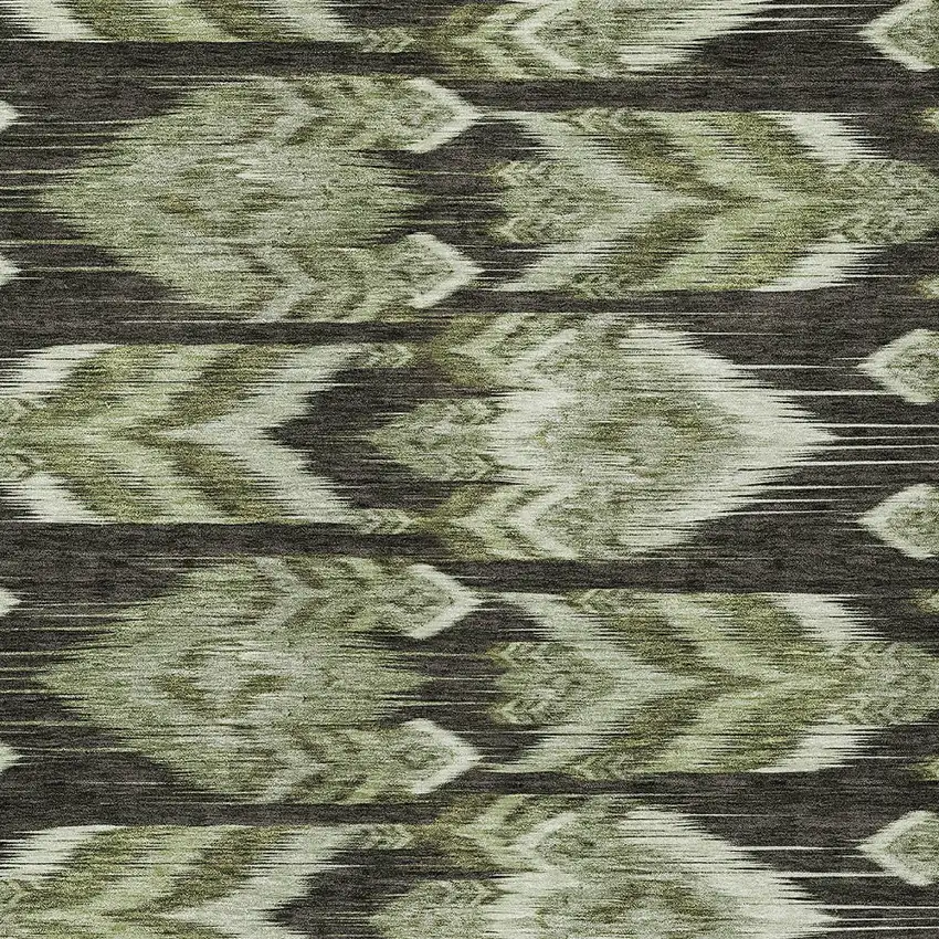 Olive Green And Artichoke Green Southwestern Washable Indoor Outdoor Area Rug Photo 6