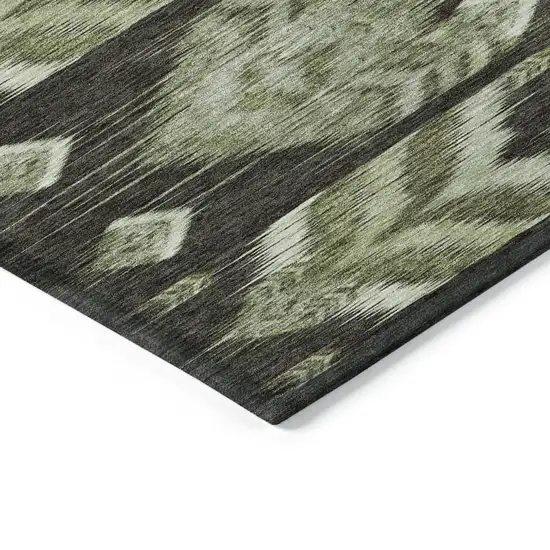 Olive Green And Artichoke Green Southwestern Washable Indoor Outdoor Area Rug Photo 5